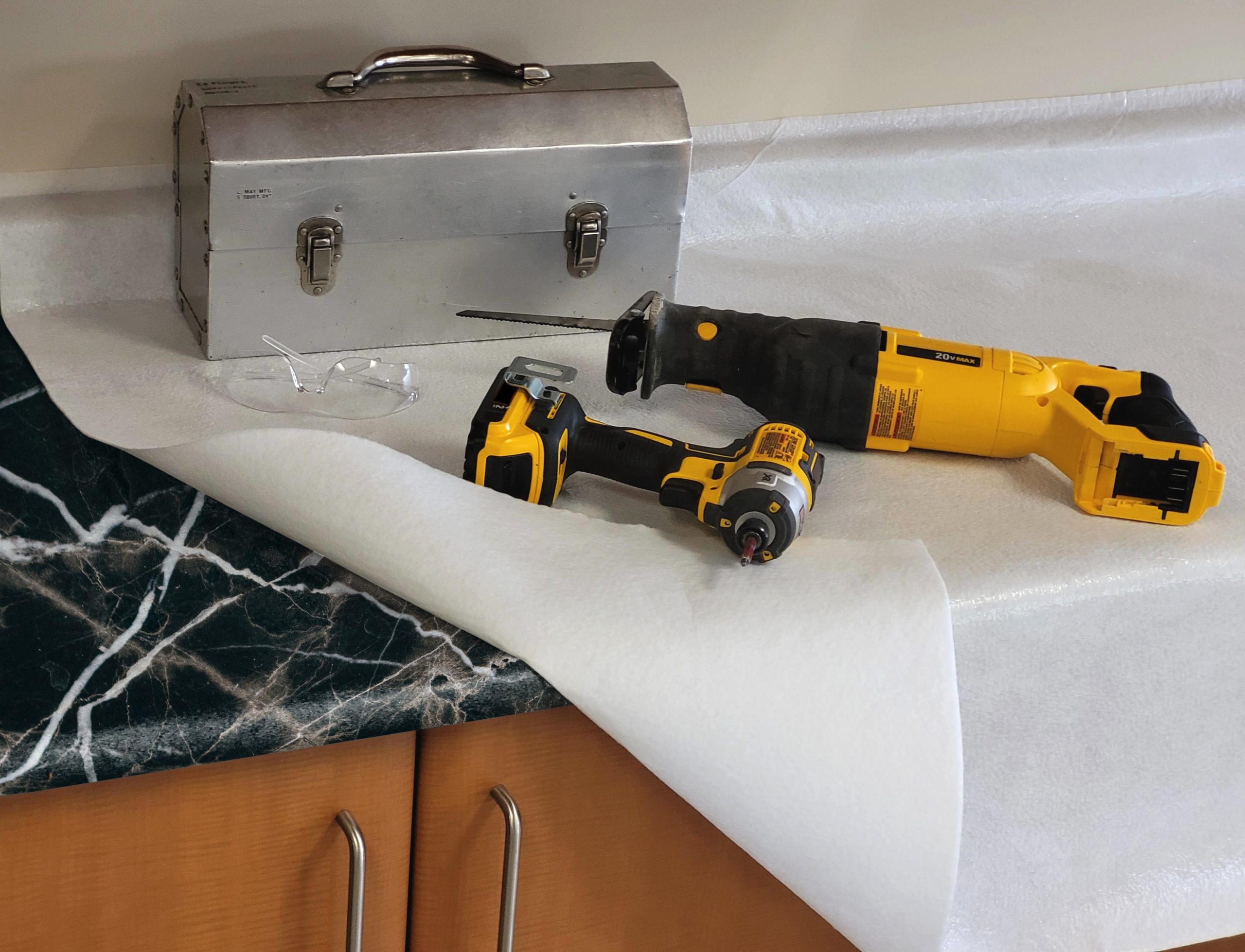 Sticky Felt Counter-Folded-Marble-light wood